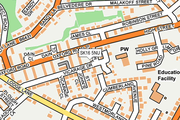 SK16 5NU map - OS OpenMap – Local (Ordnance Survey)