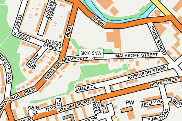 SK16 5NW map - OS OpenMap – Local (Ordnance Survey)