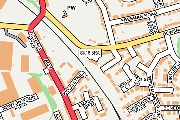 SK16 5RA map - OS OpenMap – Local (Ordnance Survey)