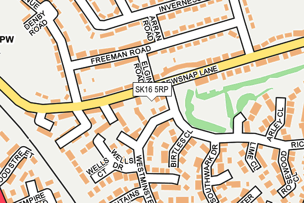 SK16 5RP map - OS OpenMap – Local (Ordnance Survey)