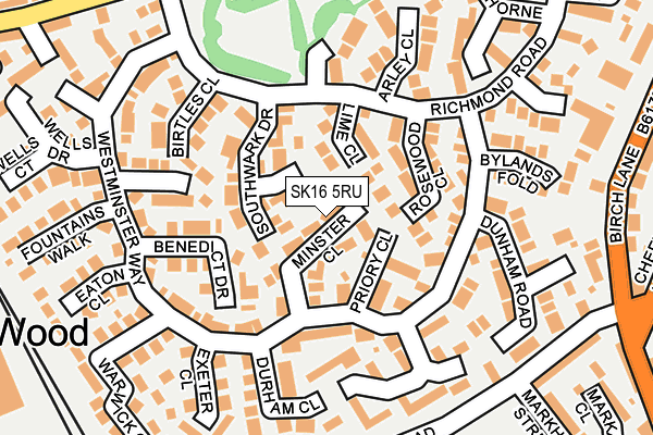 SK16 5RU map - OS OpenMap – Local (Ordnance Survey)