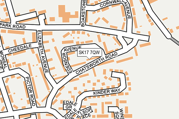 SK17 7QW map - OS OpenMap – Local (Ordnance Survey)