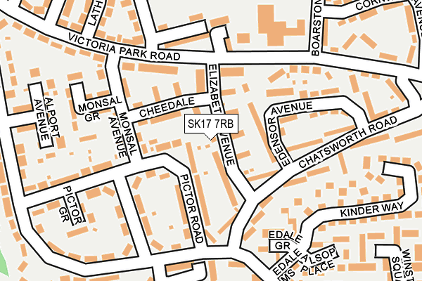 SK17 7RB map - OS OpenMap – Local (Ordnance Survey)