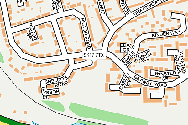 SK17 7TX map - OS OpenMap – Local (Ordnance Survey)