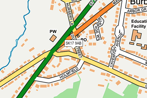 SK17 9AB map - OS OpenMap – Local (Ordnance Survey)