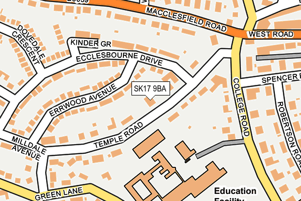 SK17 9BA map - OS OpenMap – Local (Ordnance Survey)