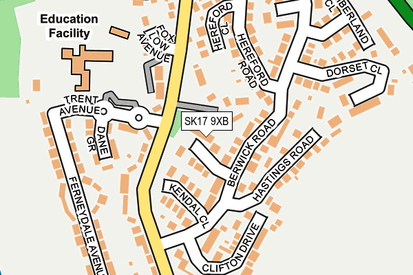 SK17 9XB map - OS OpenMap – Local (Ordnance Survey)