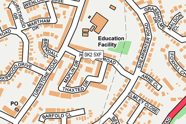 SK2 5XF map - OS OpenMap – Local (Ordnance Survey)