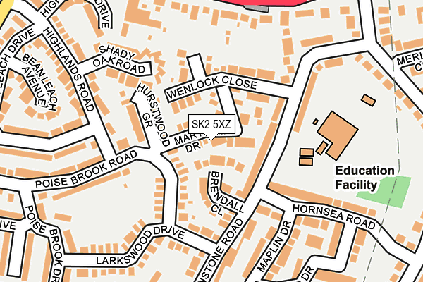 SK2 5XZ map - OS OpenMap – Local (Ordnance Survey)