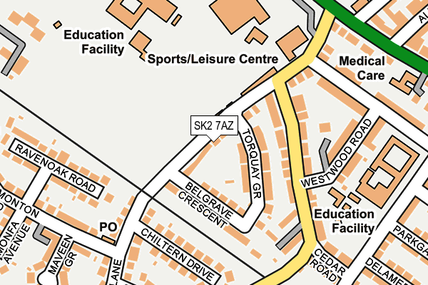 SK2 7AZ map - OS OpenMap – Local (Ordnance Survey)