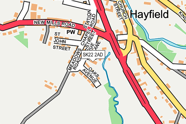 SK22 2AD map - OS OpenMap – Local (Ordnance Survey)