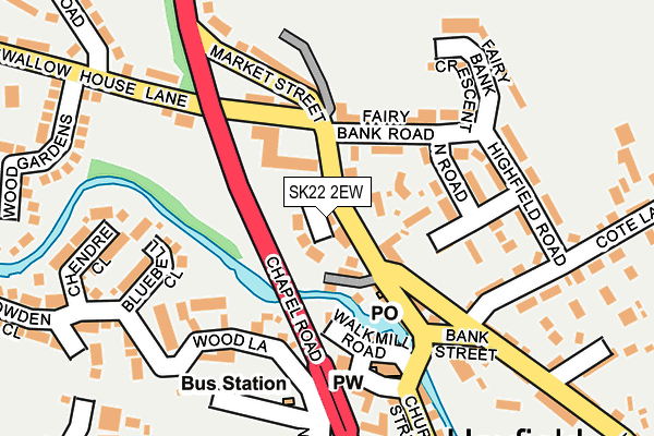 SK22 2EW map - OS OpenMap – Local (Ordnance Survey)