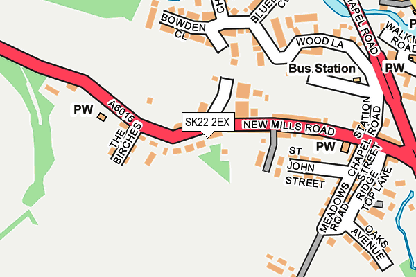SK22 2EX map - OS OpenMap – Local (Ordnance Survey)