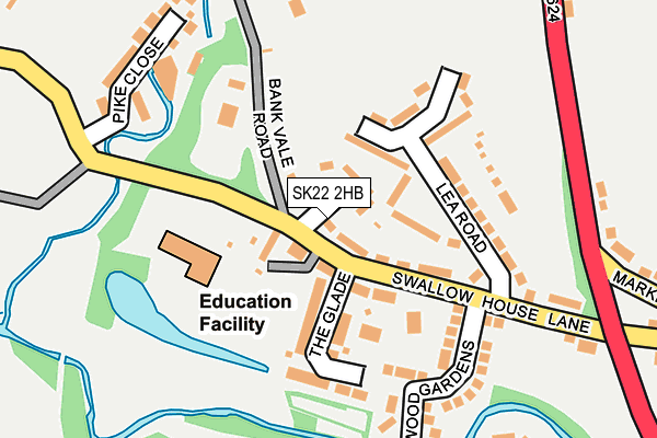 SK22 2HB map - OS OpenMap – Local (Ordnance Survey)