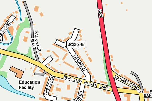 SK22 2HE map - OS OpenMap – Local (Ordnance Survey)