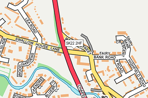 SK22 2HF map - OS OpenMap – Local (Ordnance Survey)