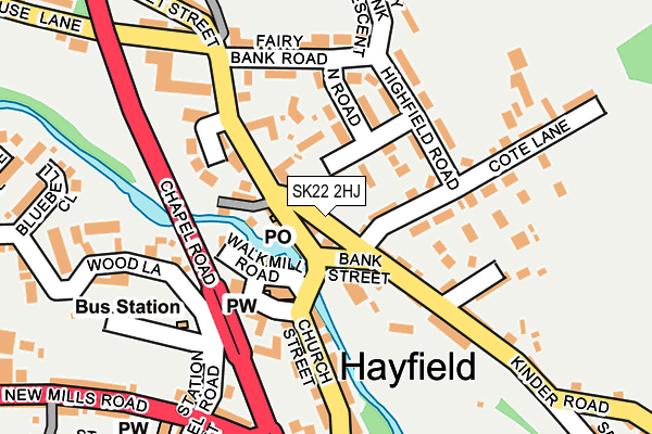 SK22 2HJ map - OS OpenMap – Local (Ordnance Survey)