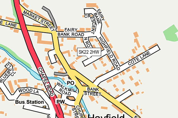 SK22 2HW map - OS OpenMap – Local (Ordnance Survey)