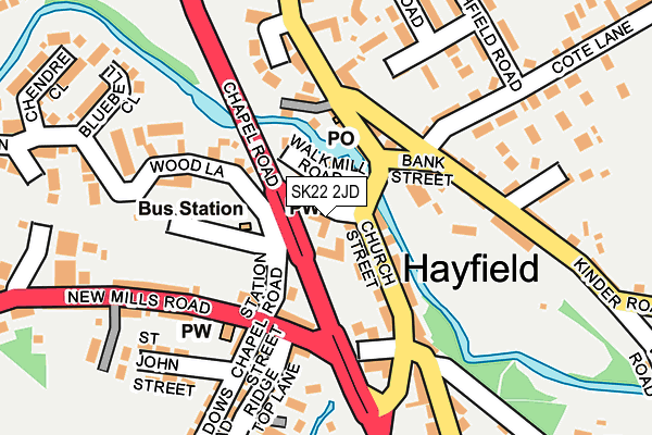 SK22 2JD map - OS OpenMap – Local (Ordnance Survey)