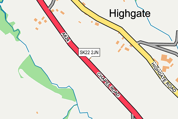 SK22 2JN map - OS OpenMap – Local (Ordnance Survey)