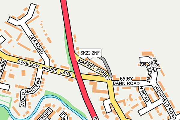 SK22 2NF map - OS OpenMap – Local (Ordnance Survey)