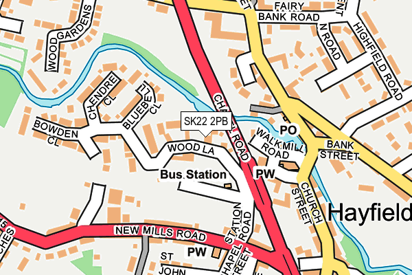 SK22 2PB map - OS OpenMap – Local (Ordnance Survey)