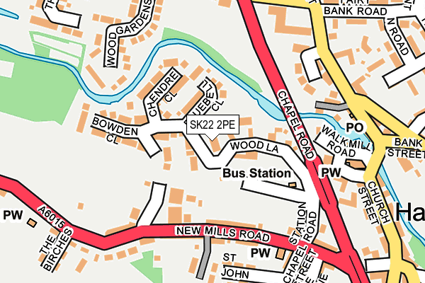 SK22 2PE map - OS OpenMap – Local (Ordnance Survey)