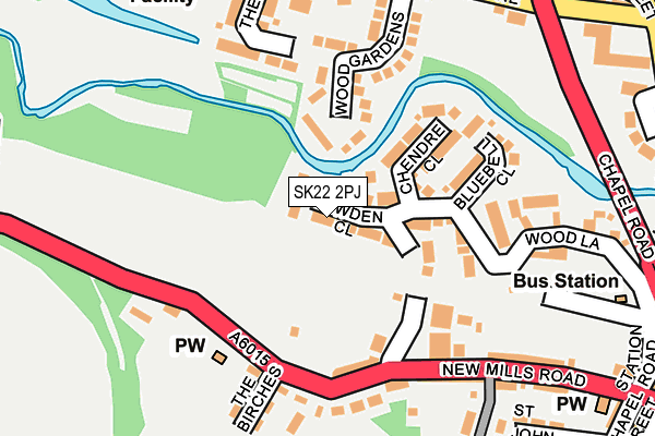 SK22 2PJ map - OS OpenMap – Local (Ordnance Survey)