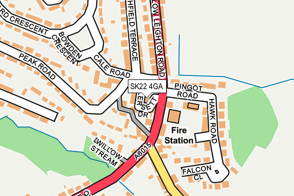 SK22 4GA map - OS OpenMap – Local (Ordnance Survey)