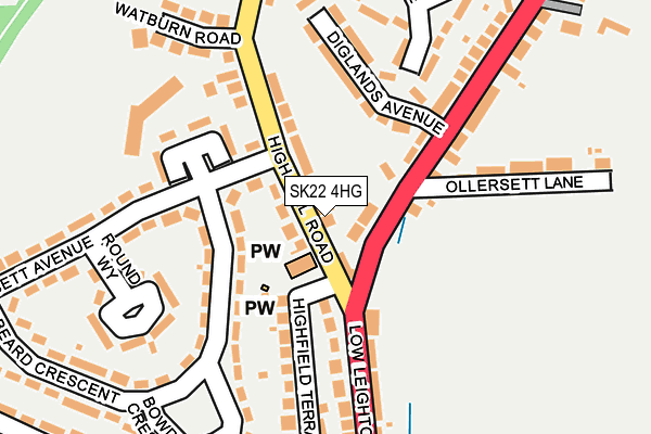 SK22 4HG map - OS OpenMap – Local (Ordnance Survey)