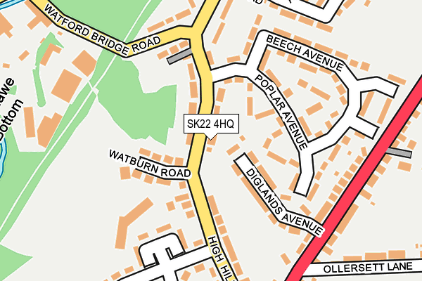 SK22 4HQ map - OS OpenMap – Local (Ordnance Survey)