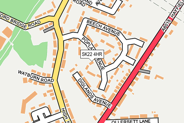 SK22 4HR map - OS OpenMap – Local (Ordnance Survey)