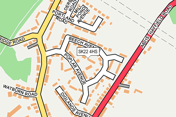 SK22 4HS map - OS OpenMap – Local (Ordnance Survey)