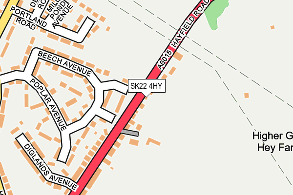 SK22 4HY map - OS OpenMap – Local (Ordnance Survey)