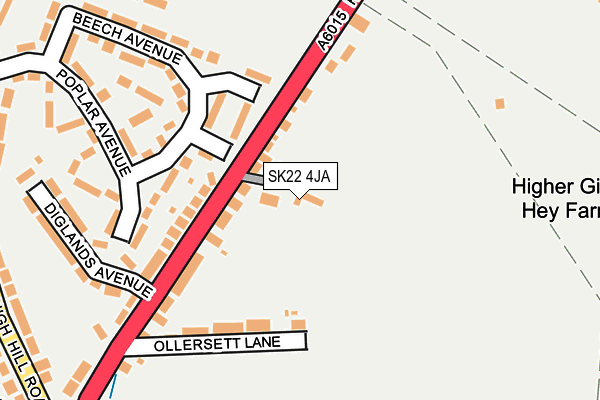 SK22 4JA map - OS OpenMap – Local (Ordnance Survey)