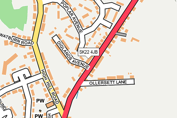 SK22 4JB map - OS OpenMap – Local (Ordnance Survey)