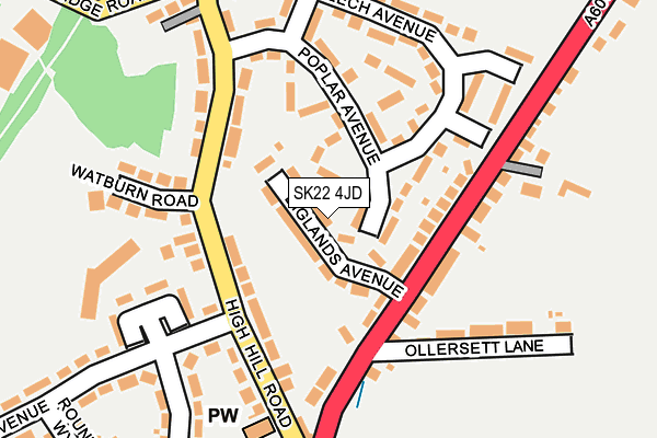 SK22 4JD map - OS OpenMap – Local (Ordnance Survey)