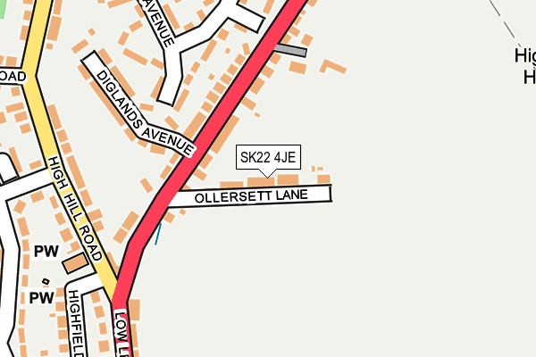 SK22 4JE map - OS OpenMap – Local (Ordnance Survey)