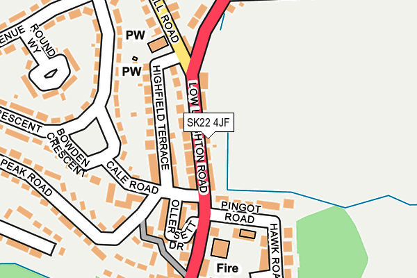 SK22 4JF map - OS OpenMap – Local (Ordnance Survey)