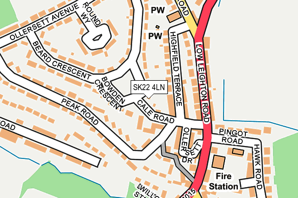 SK22 4LN map - OS OpenMap – Local (Ordnance Survey)