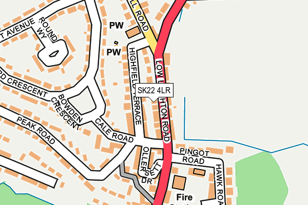 SK22 4LR map - OS OpenMap – Local (Ordnance Survey)