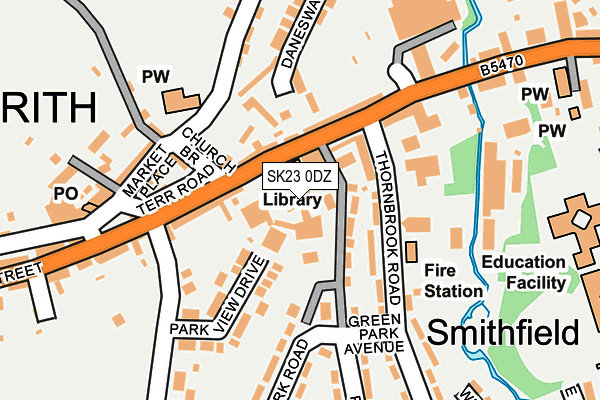 SK23 0DZ map - OS OpenMap – Local (Ordnance Survey)
