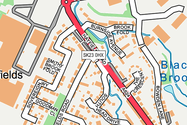 SK23 0HX map - OS OpenMap – Local (Ordnance Survey)