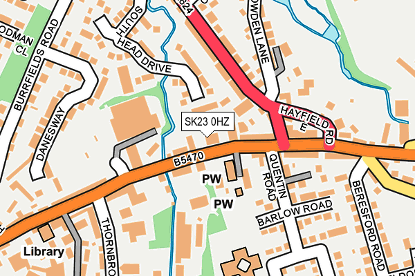 SK23 0HZ map - OS OpenMap – Local (Ordnance Survey)