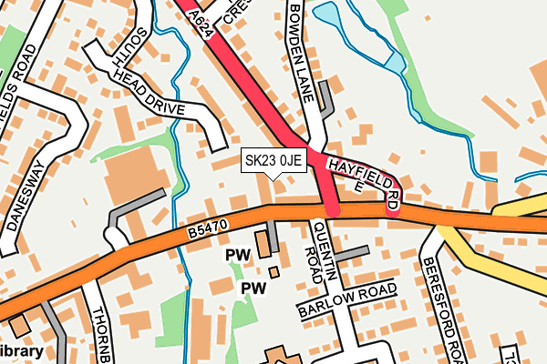 SK23 0JE map - OS OpenMap – Local (Ordnance Survey)
