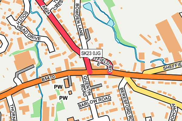 SK23 0JG map - OS OpenMap – Local (Ordnance Survey)