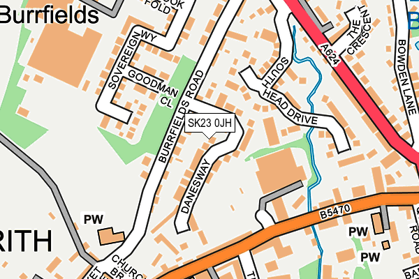 SK23 0JH map - OS OpenMap – Local (Ordnance Survey)