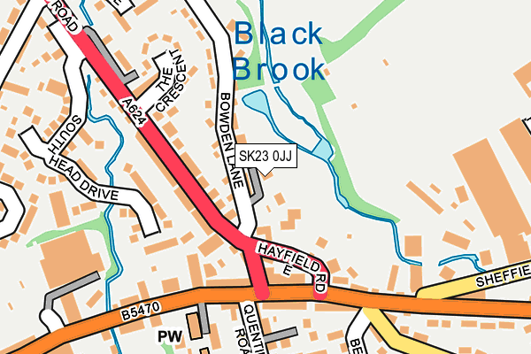 SK23 0JJ map - OS OpenMap – Local (Ordnance Survey)