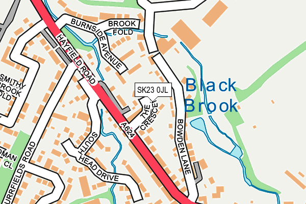 SK23 0JL map - OS OpenMap – Local (Ordnance Survey)