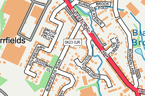 SK23 0JR map - OS OpenMap – Local (Ordnance Survey)